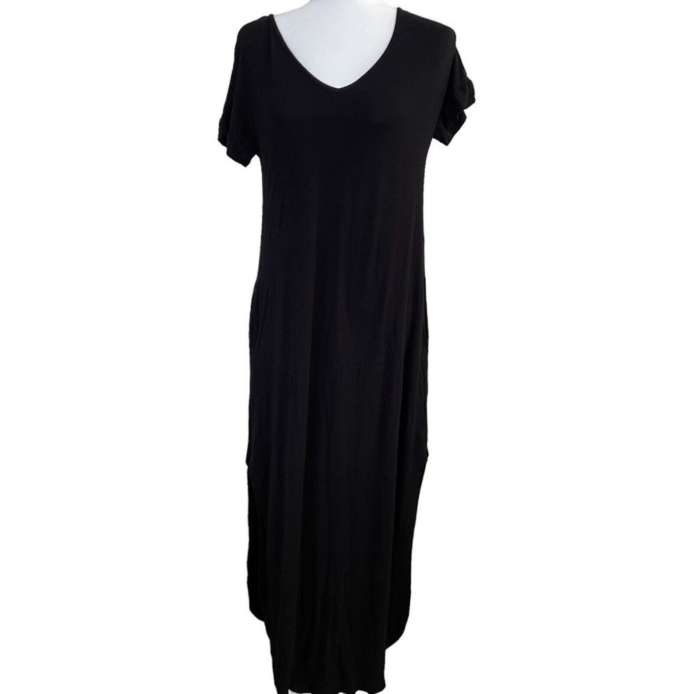 Womens Bathing Suit Cover Up Size Small S Black Side Slits Pockets